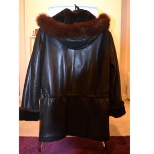 Andrew Marc fur lined leather jacket